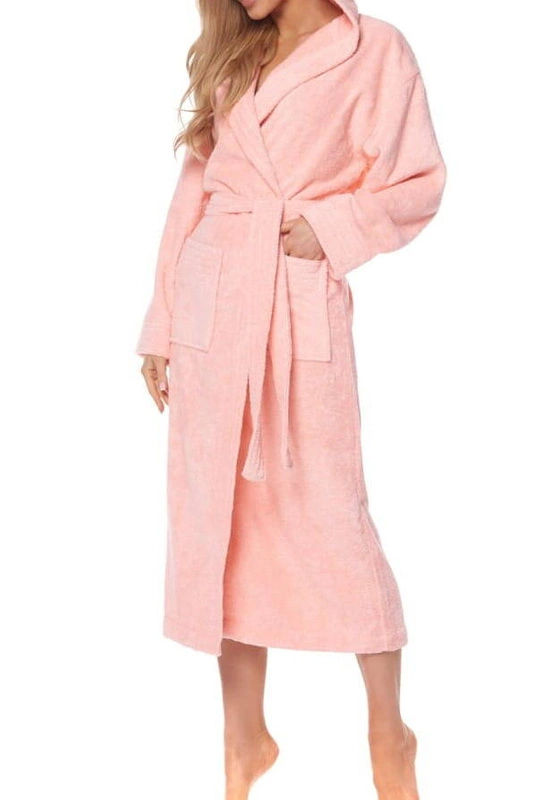 Women&#39;s terry cotton bathrobe L&amp;L 2102 apricot
