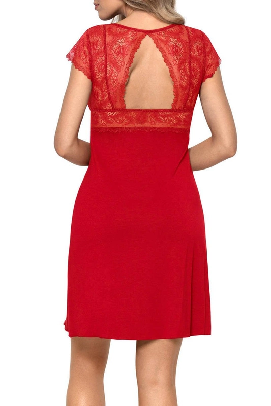 Nightdress with lace Nipplex Bianca red
